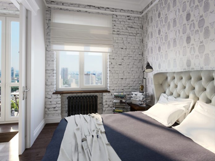 biała tapeta w stylu loft