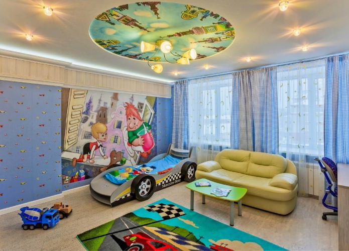 nadruk fotograficzny na suficie napinanym w pokoju dziecięcym