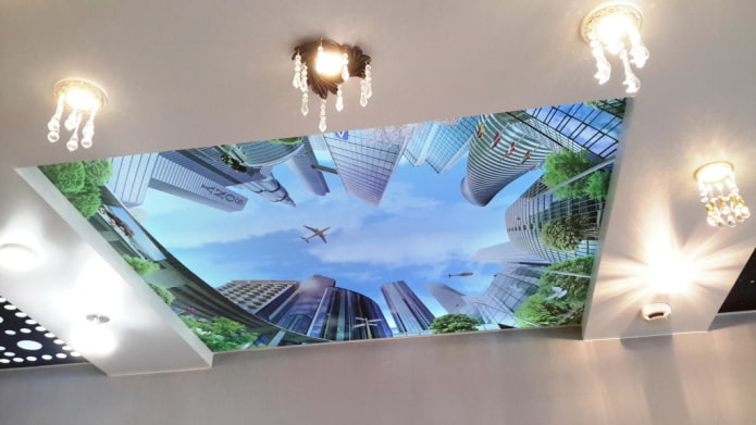 sufit z panoramą miasta