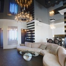 Sufity napinane w salonie: rodzaje, design, oświetlenie, 60 zdjęć w interior-2