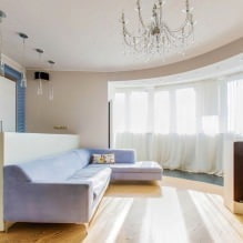 Sufity napinane w salonie: rodzaje, wzornictwo, oświetlenie, 60 zdjęć we wnętrzu-8