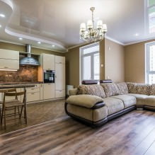 Sufity napinane w salonie: rodzaje, design, oświetlenie, 60 zdjęć w interior-1