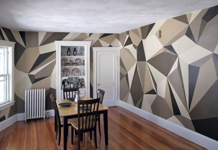 wzór geometryczny na ścianach