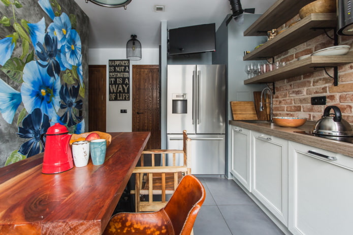 ściana z wnęką we wnętrzu w stylu loft