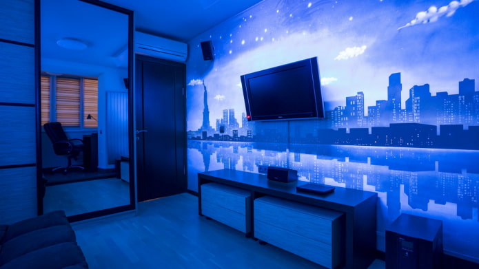 fluorescencyjna tapeta z wzorem miasta