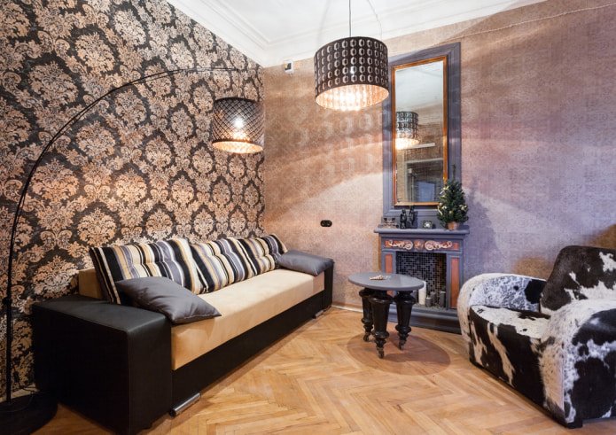 współpracująca tapeta w salonie