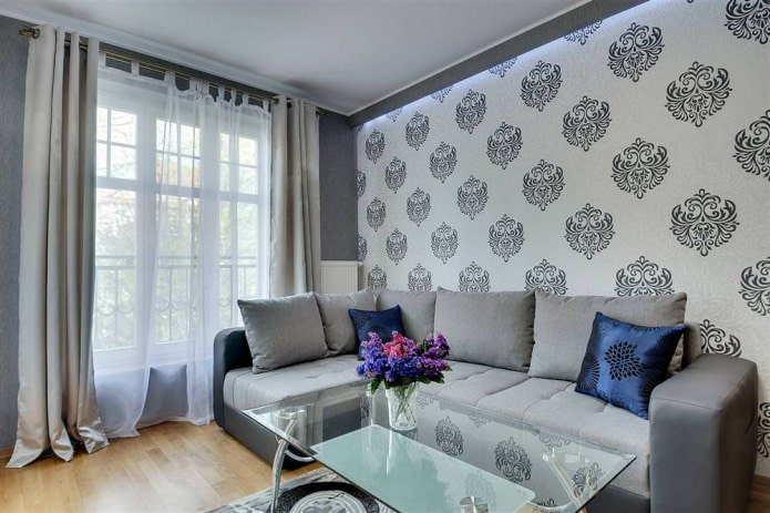 salon z narożną sofą