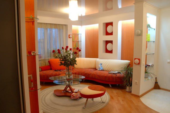 salon w pomarańczowych odcieniach