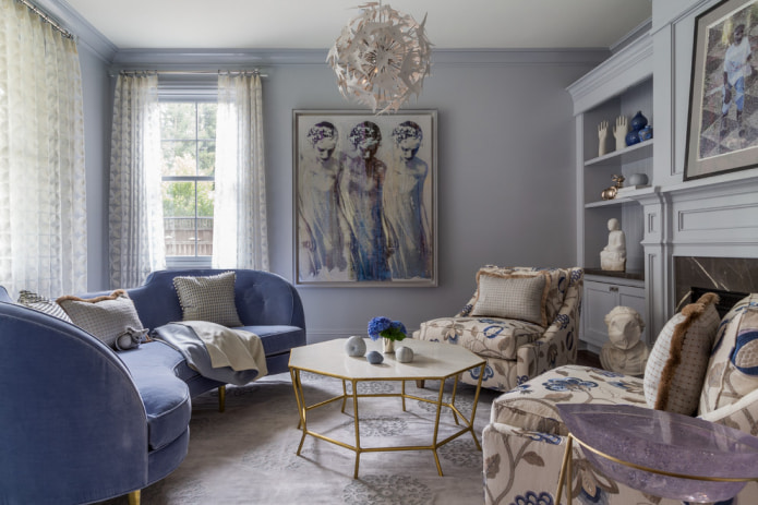 delikatny lawendowy salon