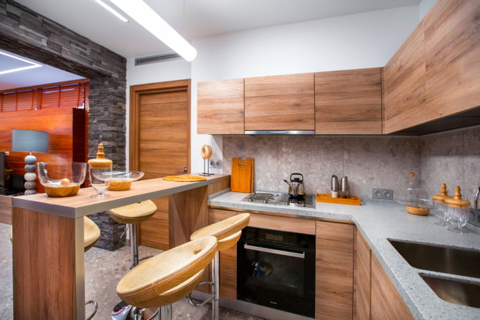 Oświetlenie kuchni w apartamencie typu studio