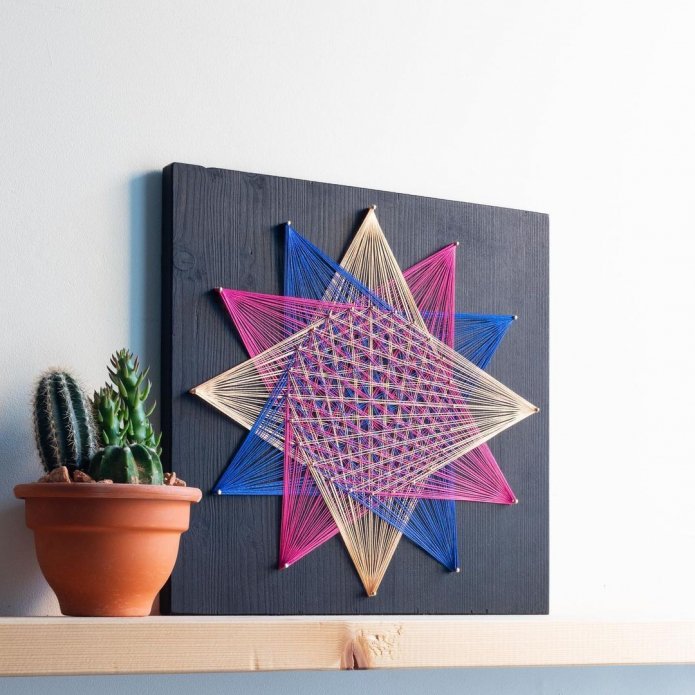 panel w technice string art