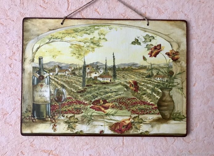 panel kuchenny wykonany techniką decoupage