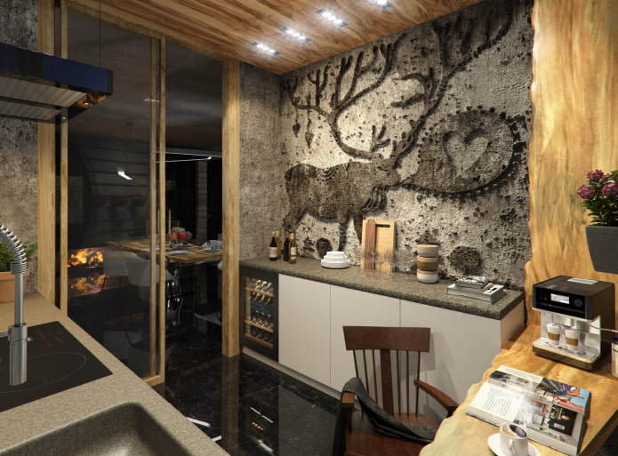 panel we wnętrzu kuchni w stylu loft
