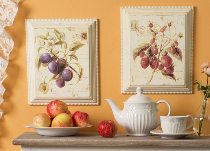 panele kuchenne wykonane techniką decoupage