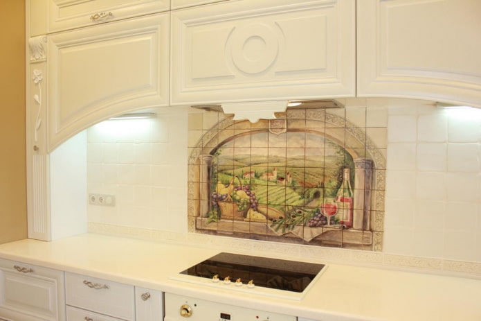 panel z płytek ceramicznych we wnętrzu kuchni
