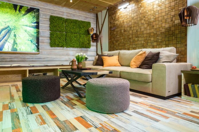 panel ścienny we wnętrzu w stylu eko