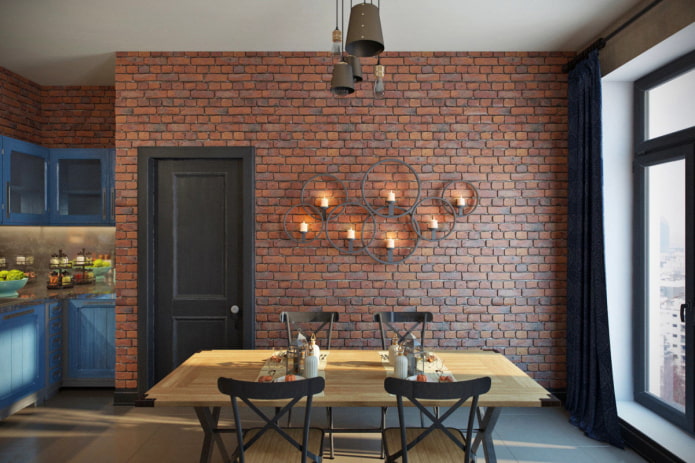 panel ścienny we wnętrzu w stylu loft