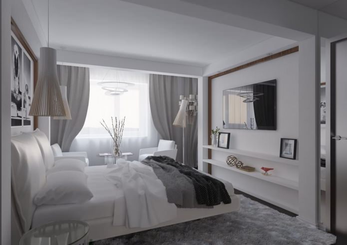 sypialnia we wnętrzu mieszkania o powierzchni 54 m2.
