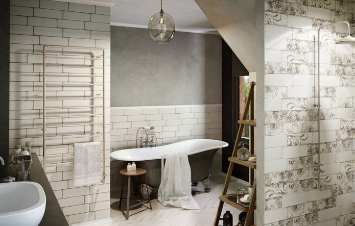 płytki we wnętrzu łazienki w stylu shabby chic