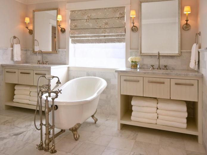 płytki we wnętrzu łazienki w stylu shabby chic