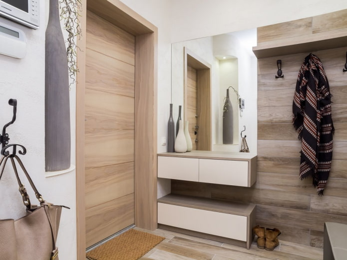 dekoracja ścienna z laminatem w przedpokoju