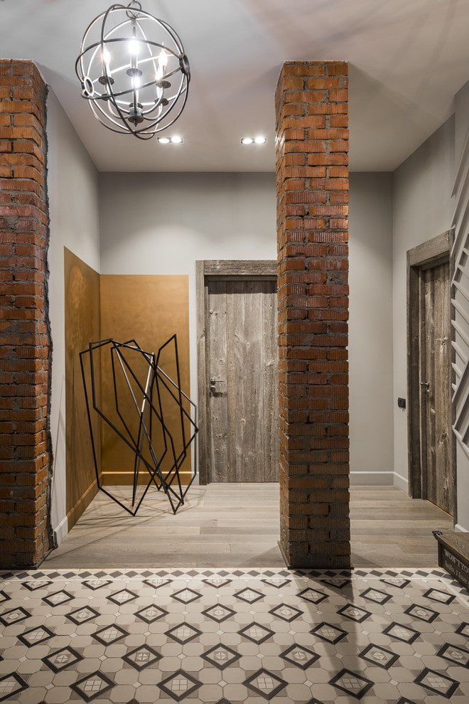 kolorystyka wnętrza korytarza w stylu industrialnym
