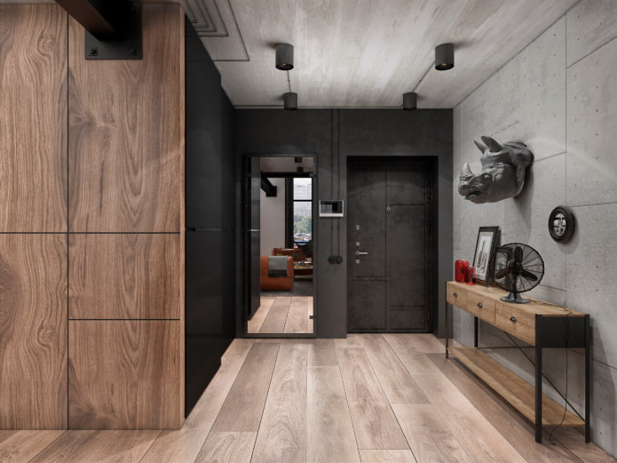 dekoracja korytarza w stylu industrialnym