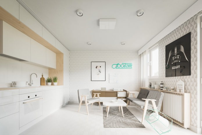 Projekt małego mieszkania typu studio o powierzchni 20 m2.