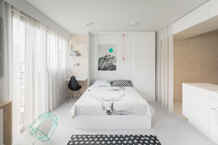 Projekt małego mieszkania typu studio o powierzchni 20 m2.