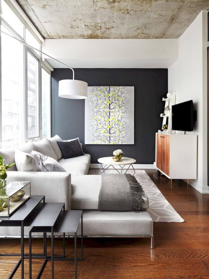 narożna sofa w małym przedpokoju