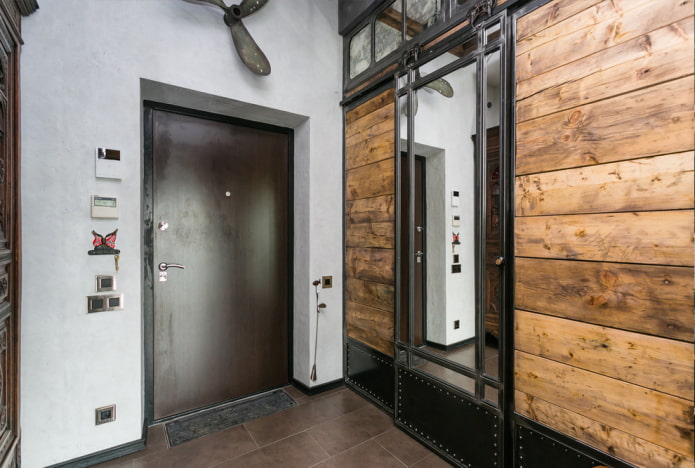 szafa we wnętrzu przedpokoju w stylu loft