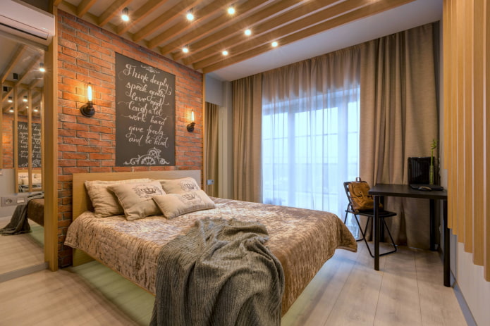 połączenie tiulu z zasłonami w stylu loft