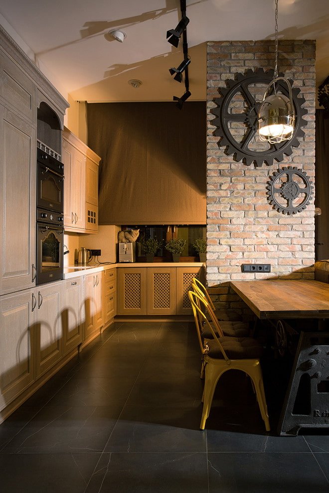 rolety w kuchni w stylu loft