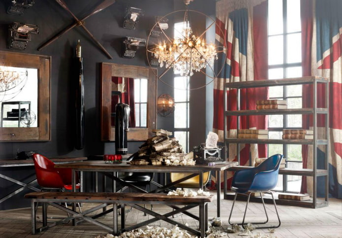 fotozasłony we wnętrzu w stylu loft