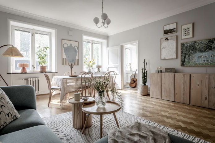 Parkiet w skandynawskim salonie