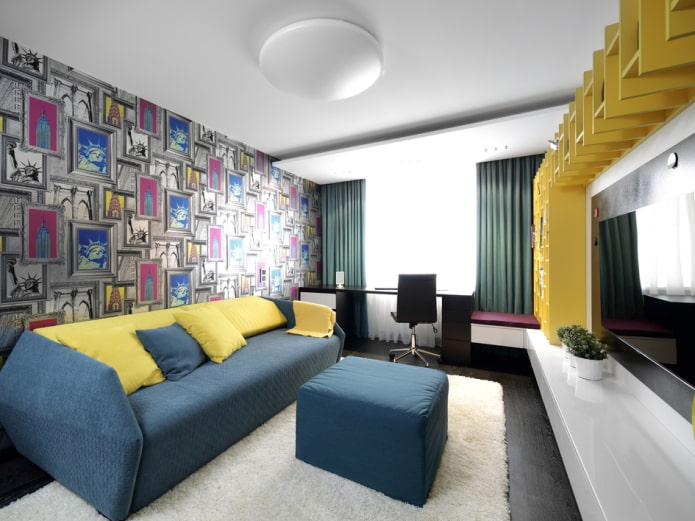 wąska sofa we wnętrzu