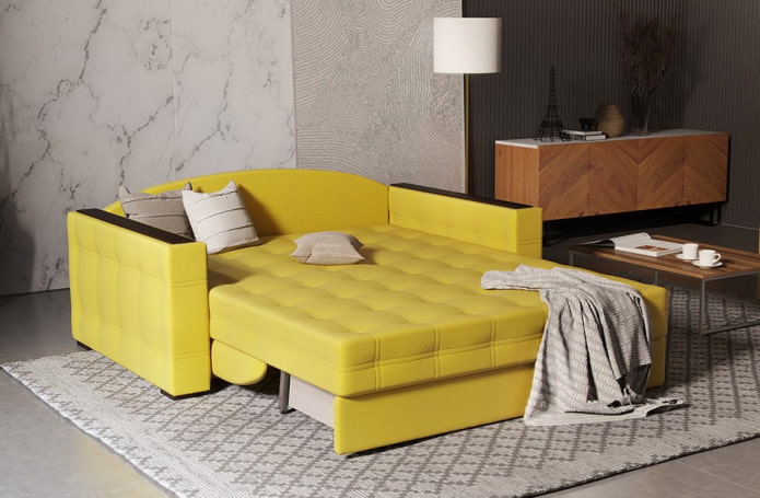 sofa z mechanizmem akordeonowym we wnętrzu