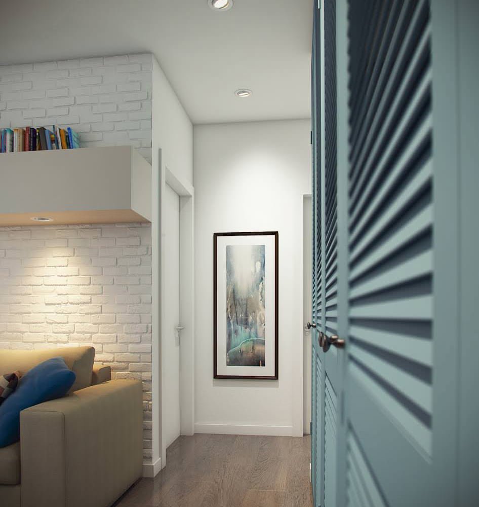 projekt dwupokojowego mieszkania o powierzchni 52 m2.