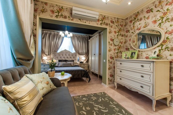 wnętrze sypialni i salonu w stylu prowansalskim