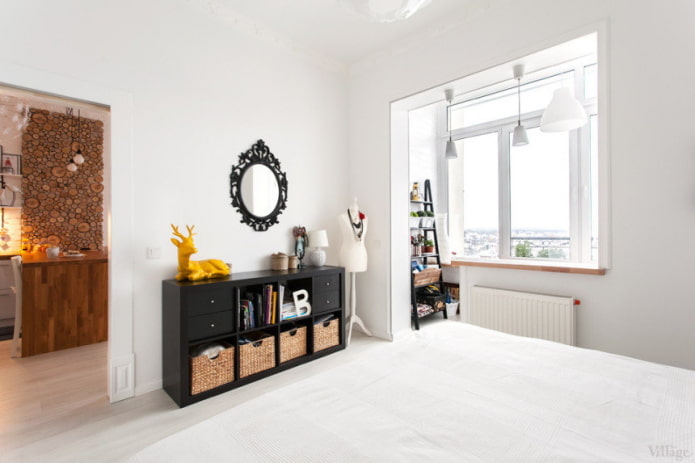 sypialnia z balkonem w stylu skandynawskim
