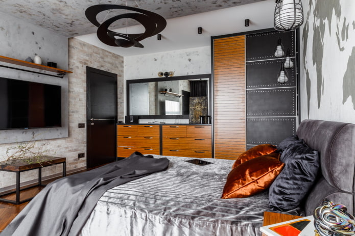 meble we wnętrzu sypialni w stylu industrialnym