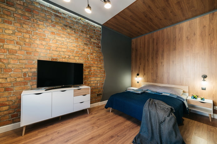 dekoracja ścienna w sypialni w stylu industrialnym
