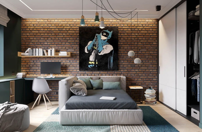pokój nastolatka w stylu industrialnym