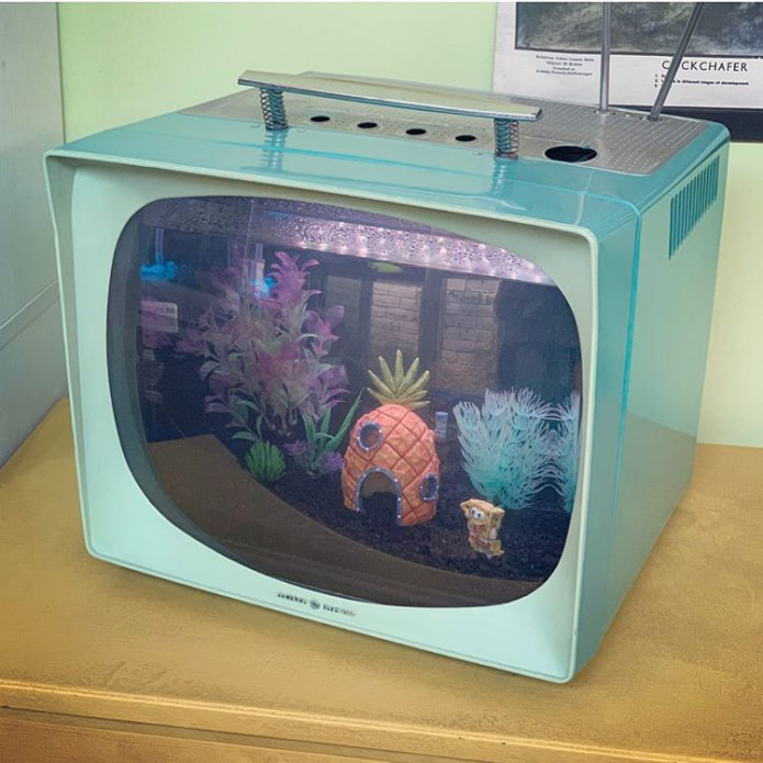 Stylowe akwarium ze starego telewizora