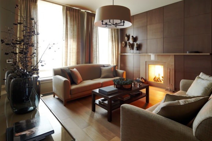 panele drewniane w salonie