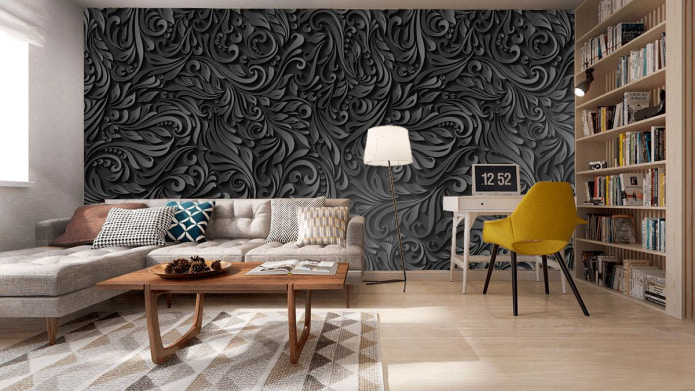 tapeta 3D w salonie
