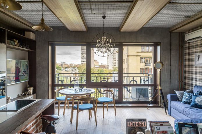 salon w stylu loftowym