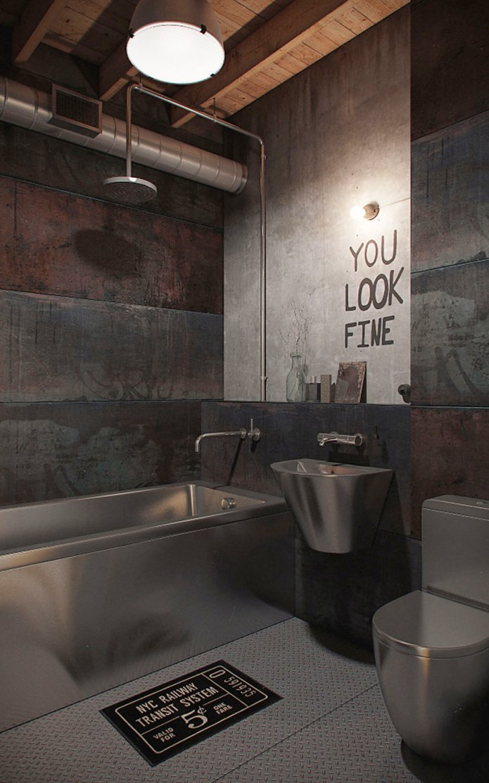 oświetlenie we wnętrzu łazienki w stylu loft