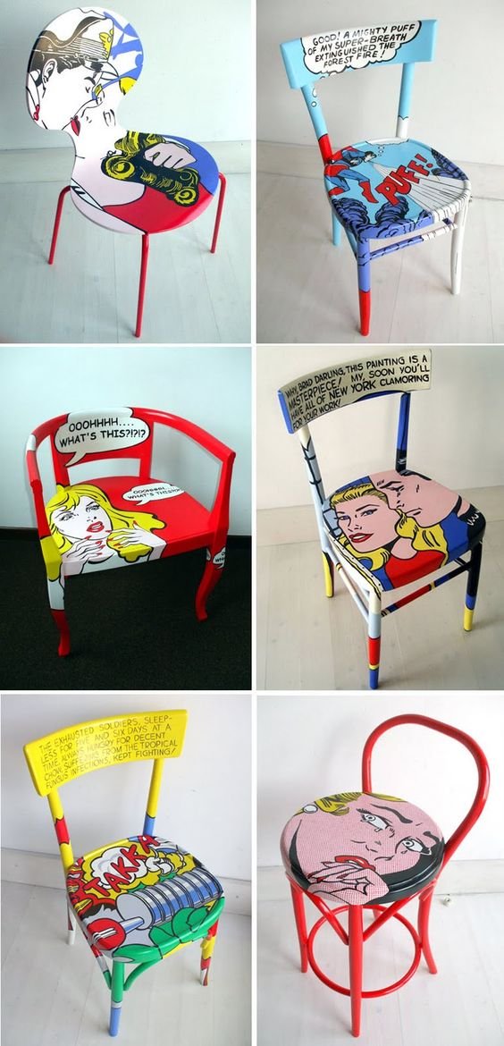 krzesła w stylu pop-art
