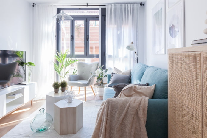Mały salon w stylu skandynawskim